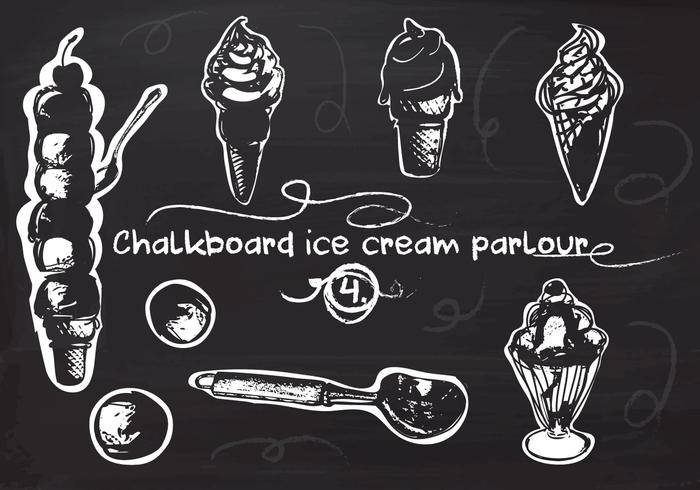 免费手绘冰淇淋上黑板矢量背景设置