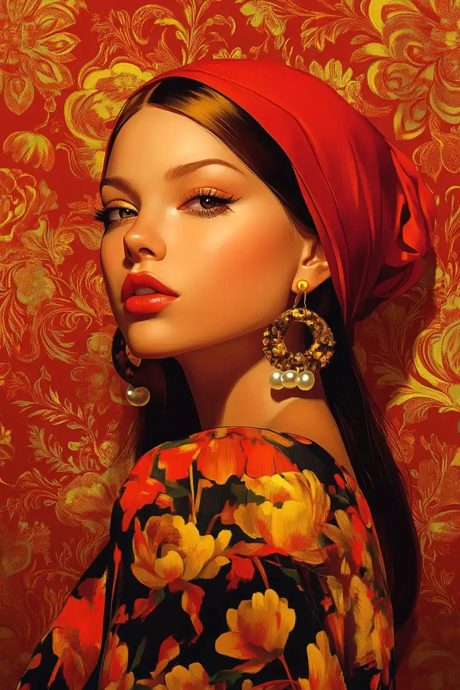 Baroque Pop Art Girl Midjourney提示词