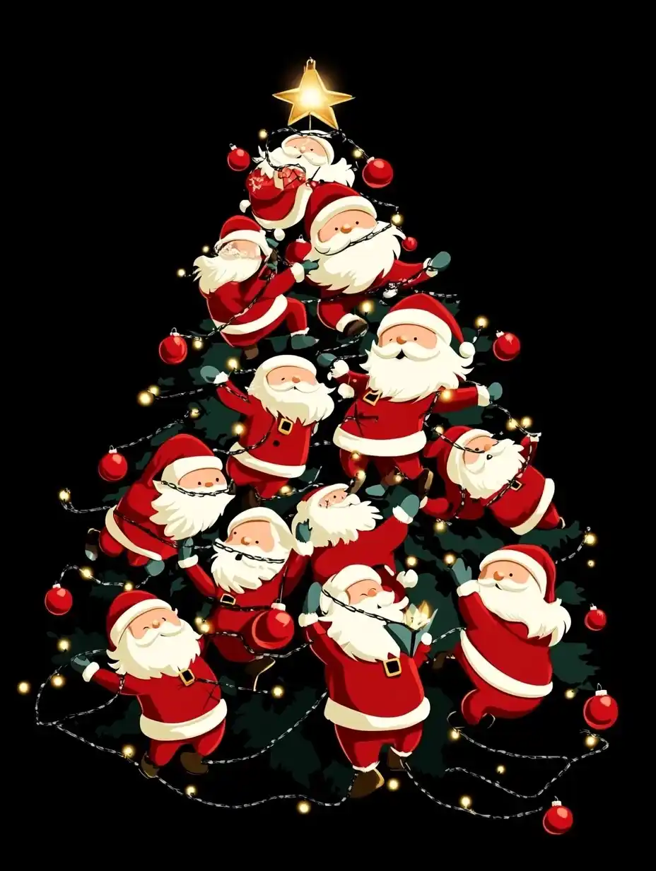 Fluffy Santas Christmas Tree Midjourney提示词
