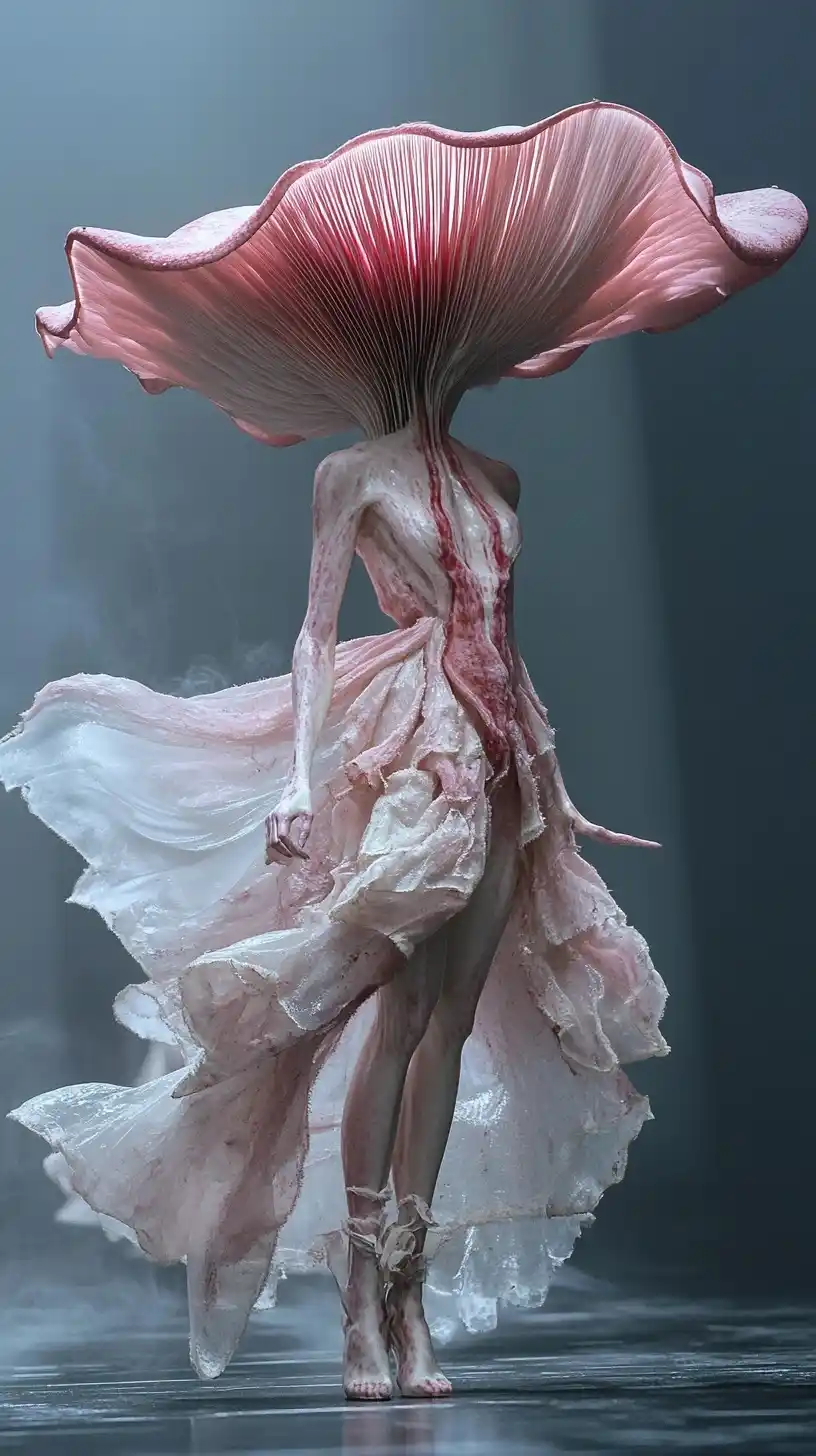 Elegant Mushroom Model Photography Midjourney提示词