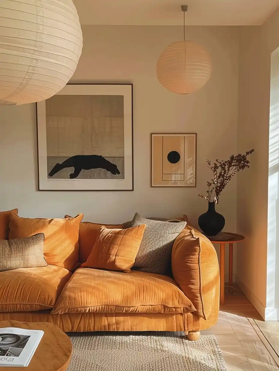 Minimalist Evening Living Room Midjourney提示词