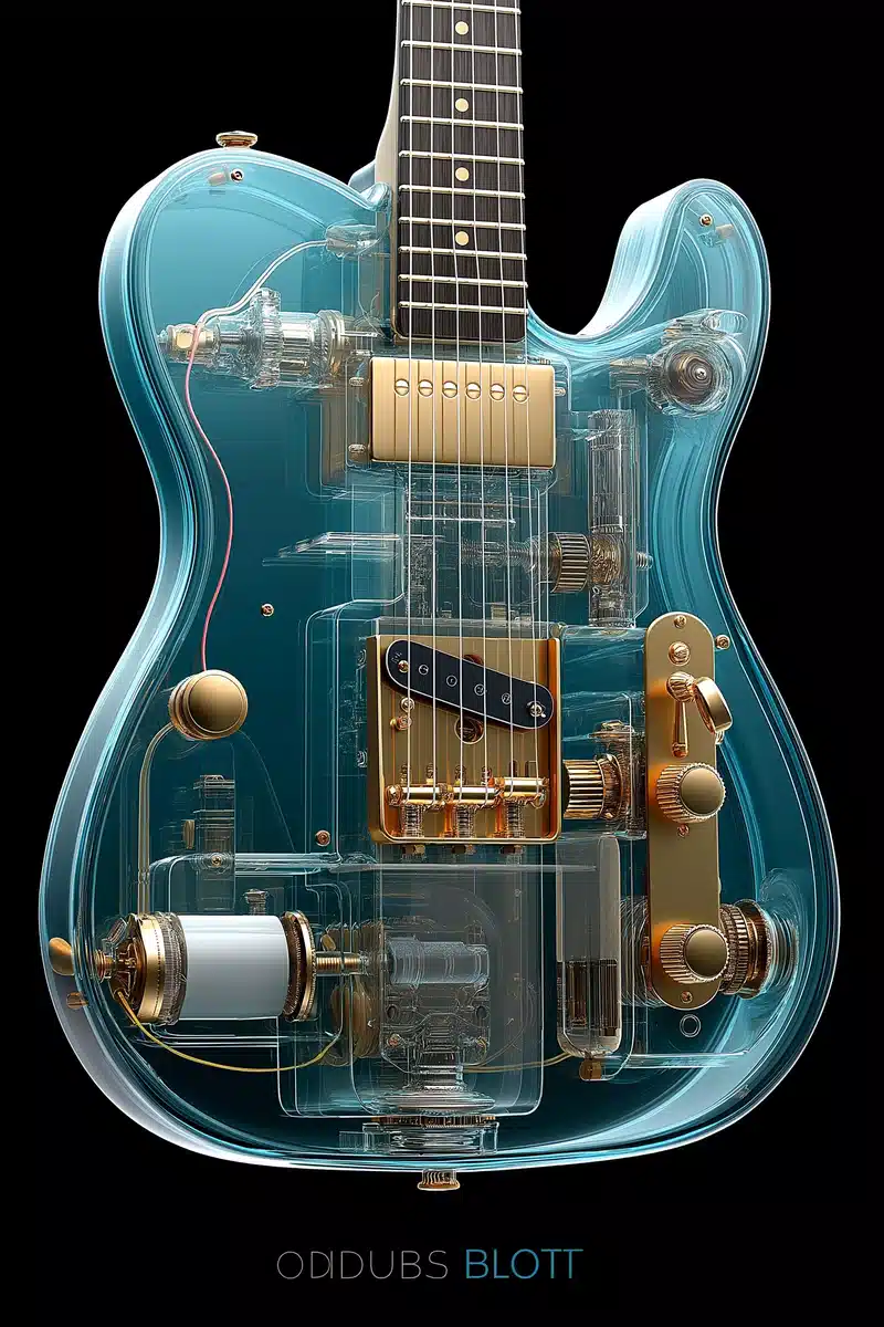 X-Ray Guitar Art Nouveau Midjourney提示词