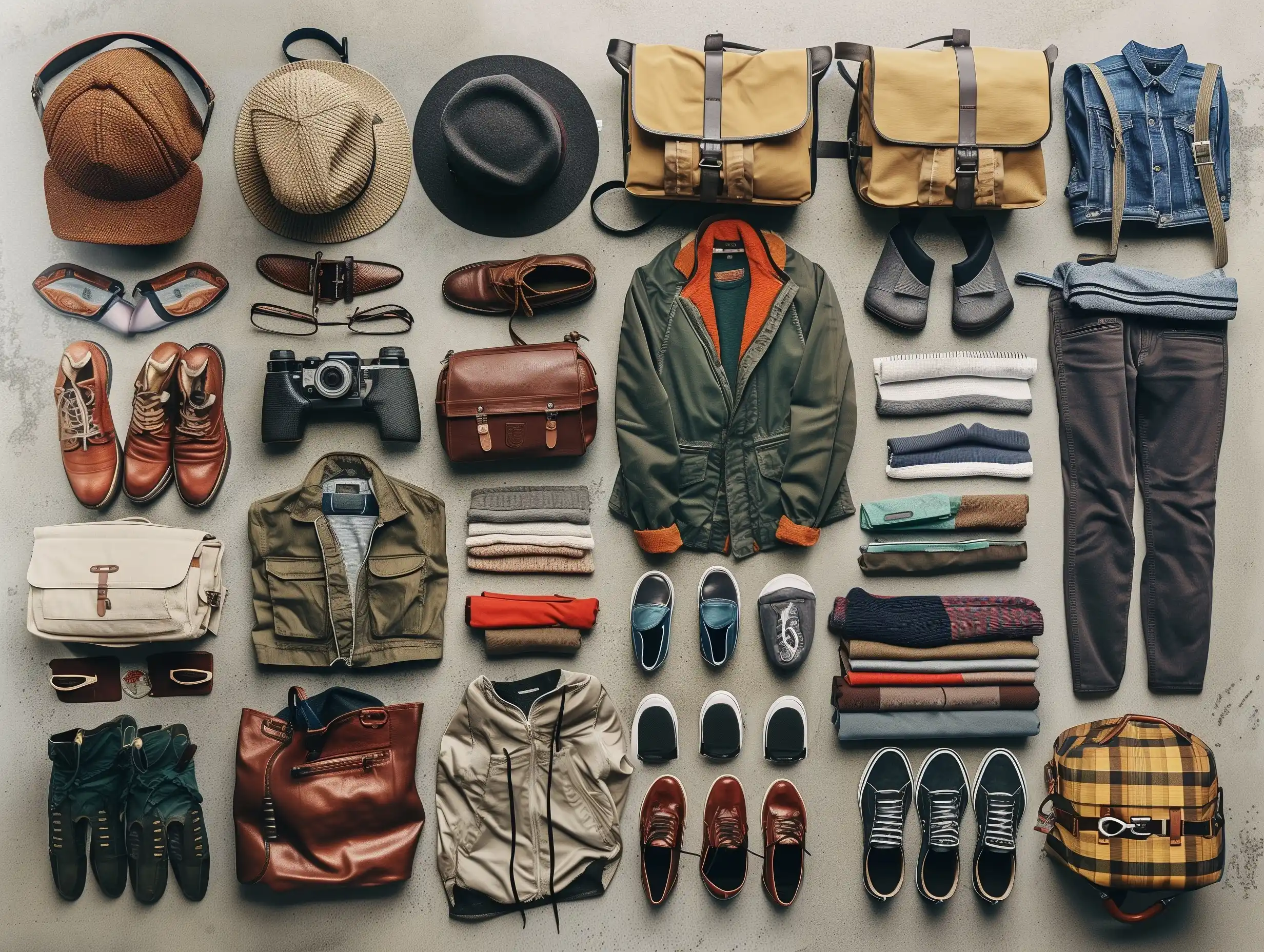 Mens Casual Flat Lay Midjourney提示词
