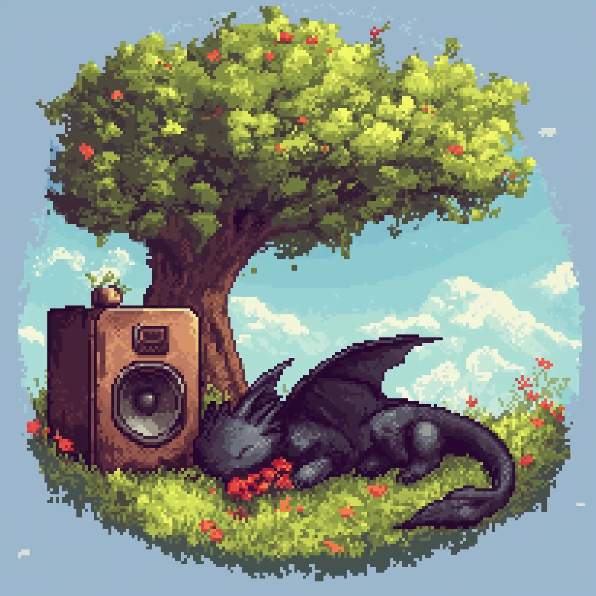 Pixel Art Dragon Logo Midjourney提示词