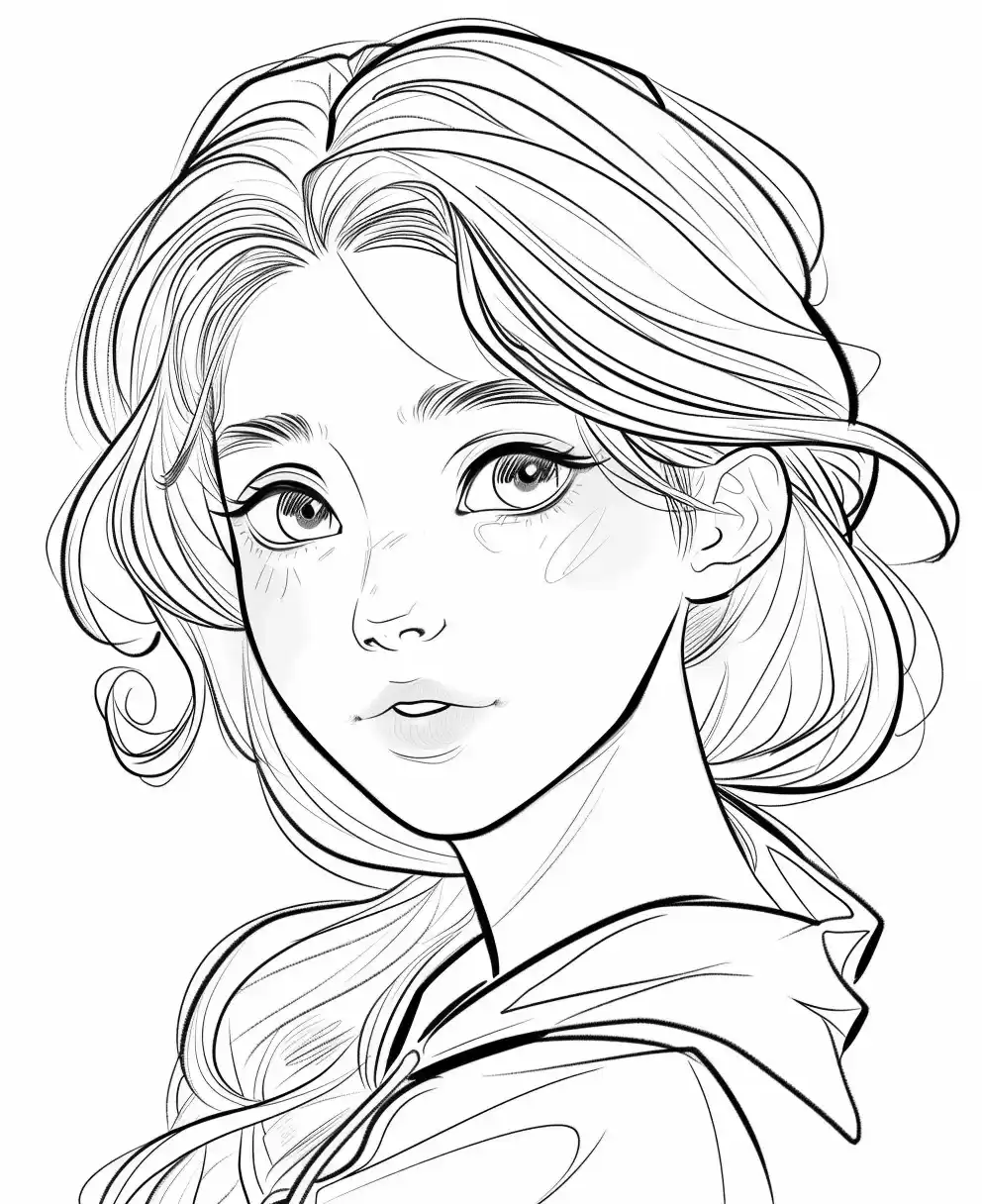 Cartoon Korean Girl Face Midjourney提示词