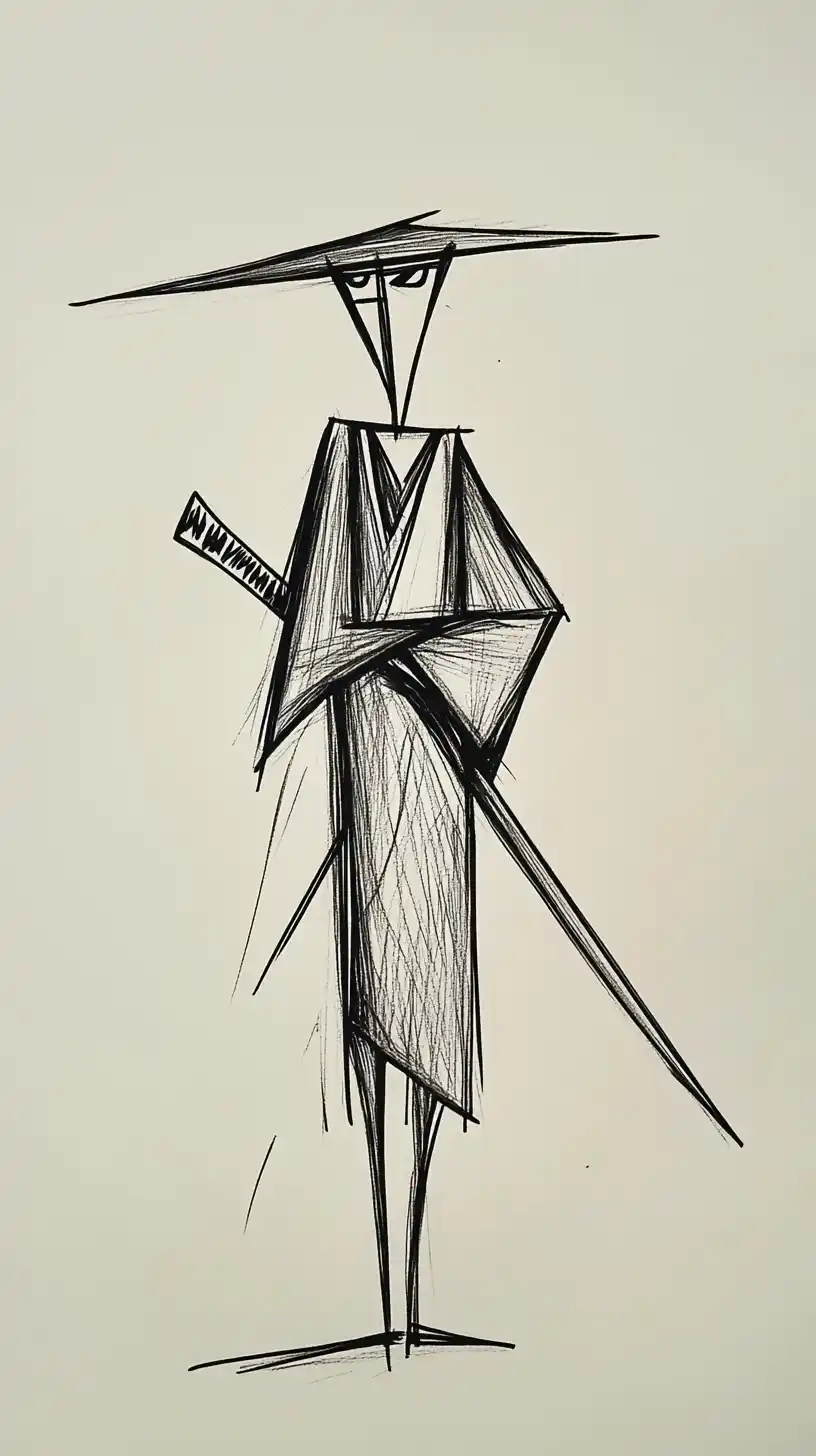Minimalist Samurai Drawing Midjourney 提示词生成效果