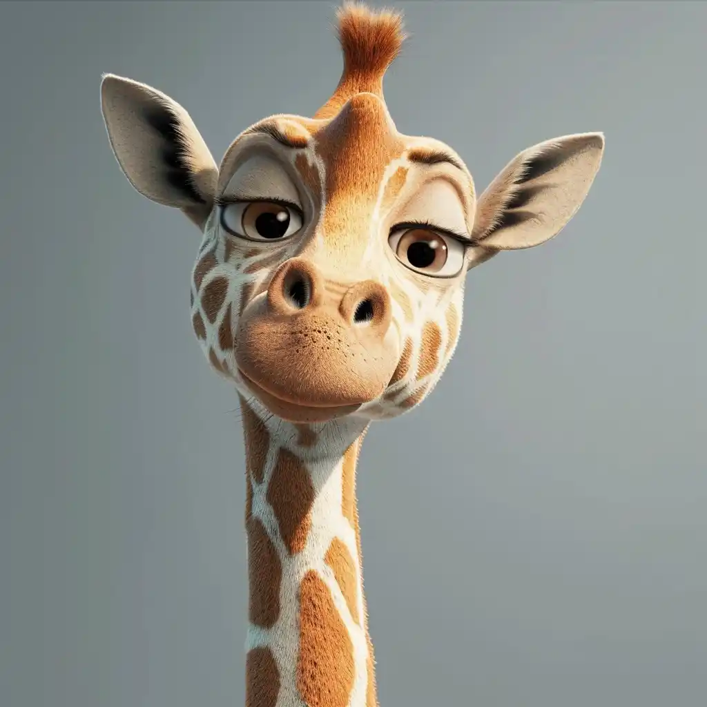 Confident Pixar Giraffe Midjourney提示词