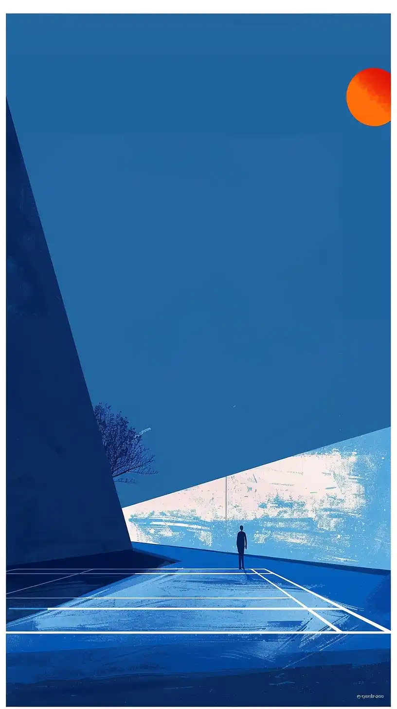 Vector Tennis Court Blues Midjourney提示词