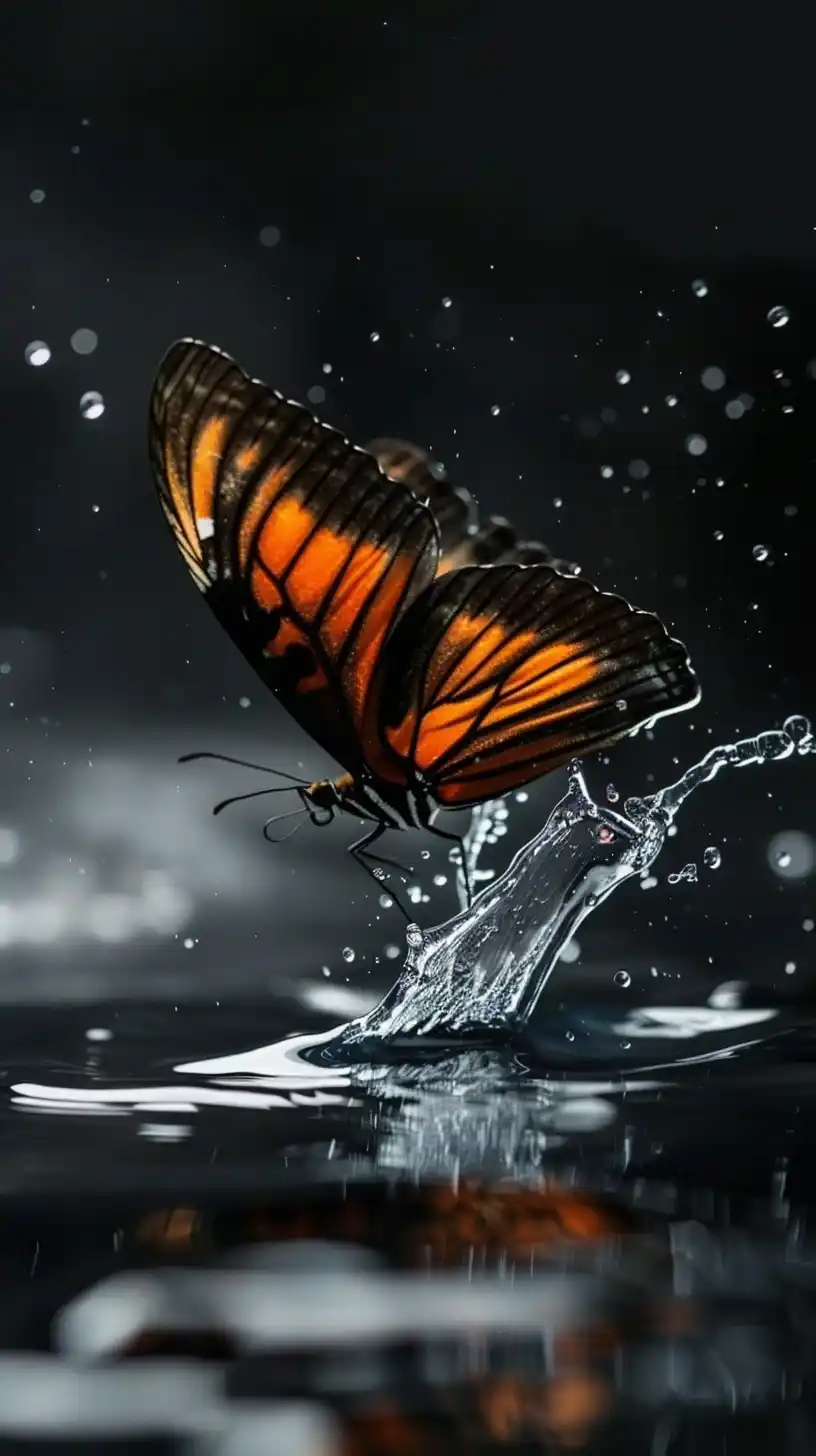 Clear Water Butterfly Splash Midjourney提示词