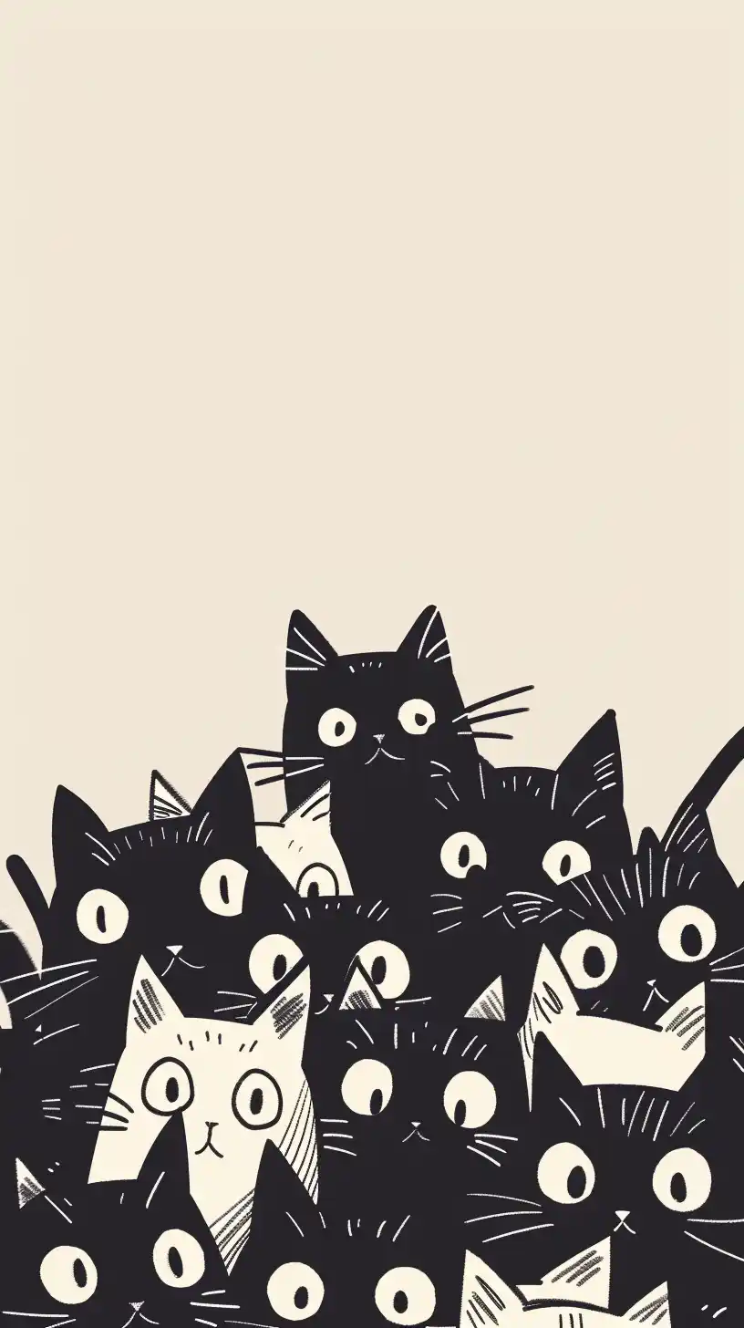 Minimalist Kitten Pile Midjourney提示词