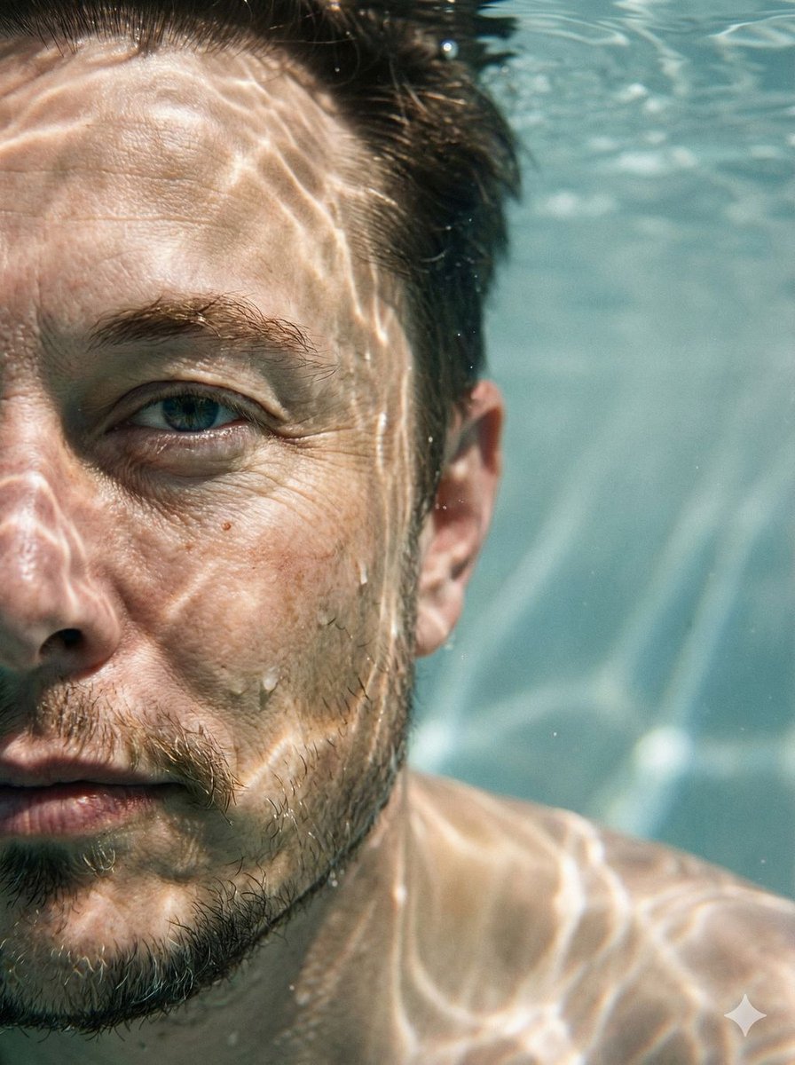 Underwater Portrait of Elon Musk with Water Ripples Nano Banana提示词