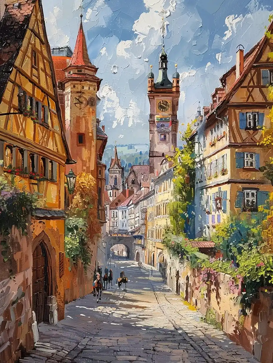 Wuerzburg Germany in Mottes Oil Midjourney 提示词生成效果