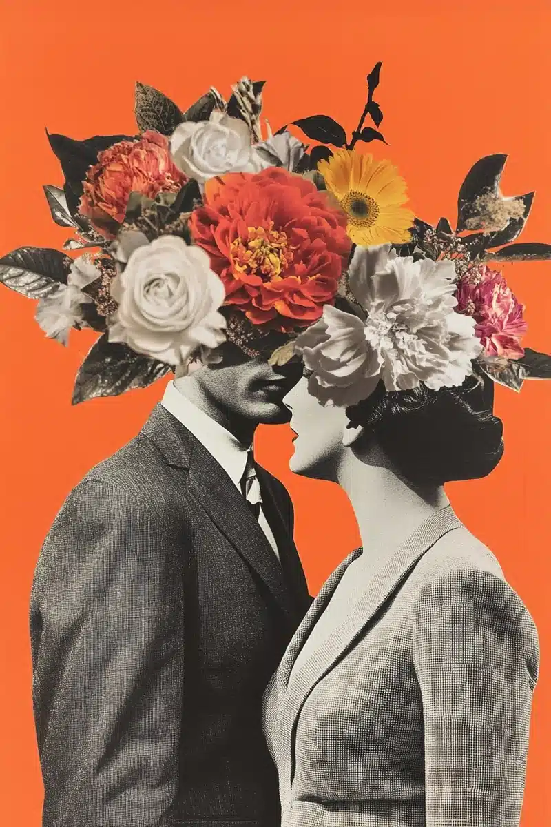 Vintage Photo Collage Couple Midjourney提示词