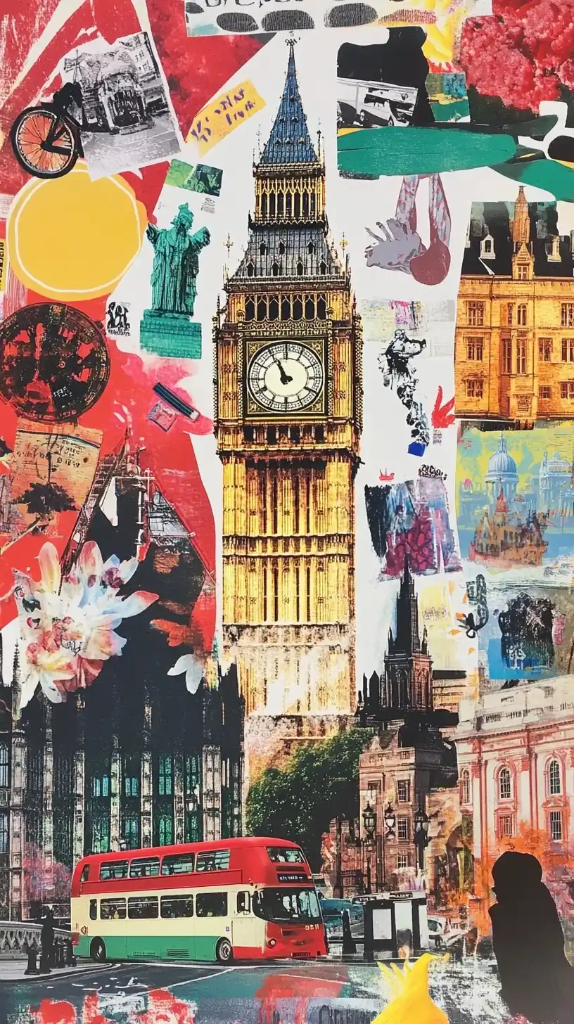 London Elements Sticker Collage Midjourney提示词
