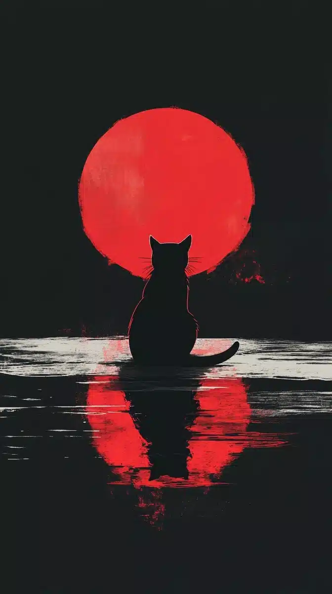 Minimalist Cat Illustration Midjourney提示词