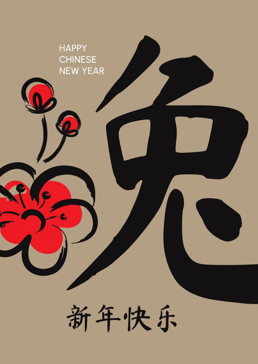 6款兔子兔年2023年春节新春背景EPS格式