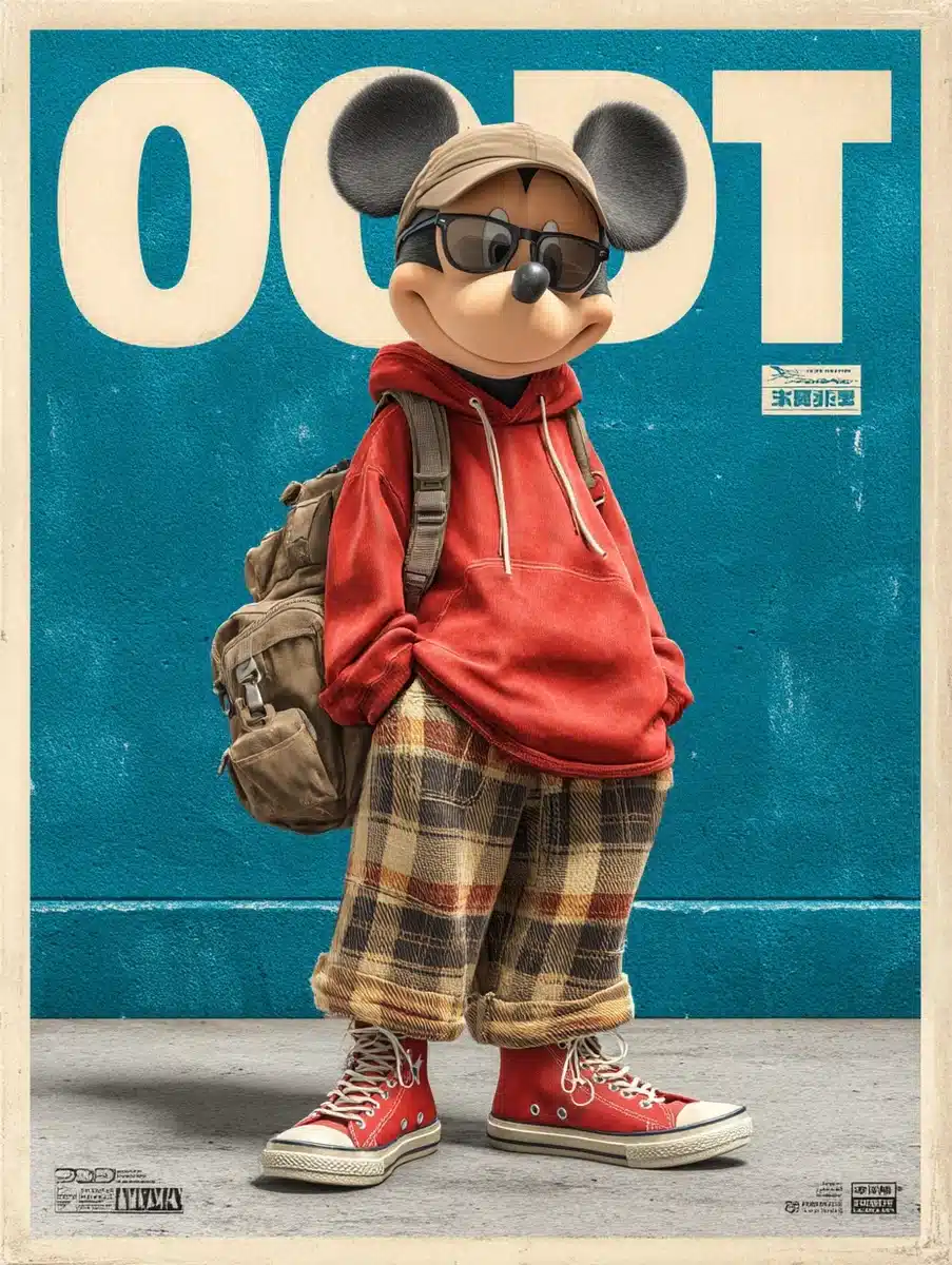 Vintage Manga Mickey Poster Midjourney提示词