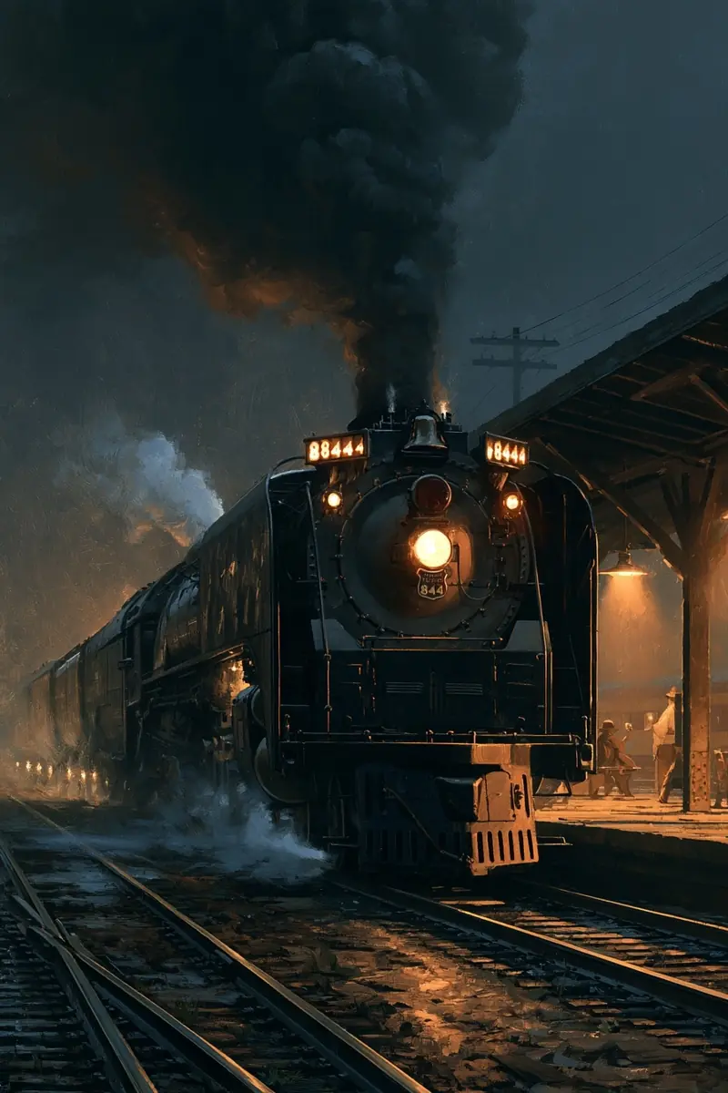 Gregory Manchess Northern Locomotive Midjourney提示词