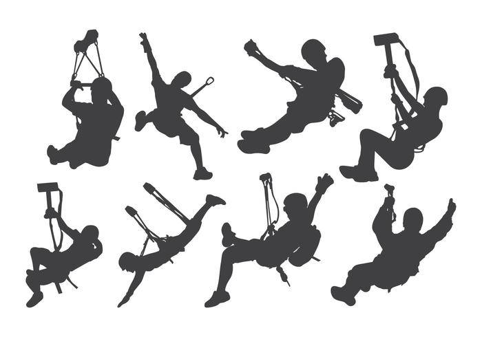 免费Zipline行动剪影矢量