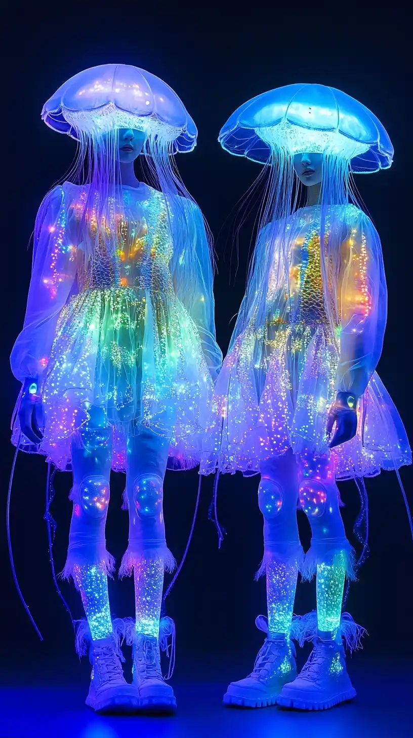 Bioluminescent Fashion Portraits Midjourney提示词