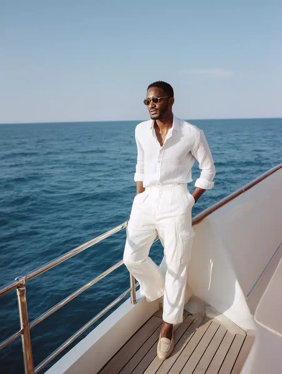 Nautical Man on Yacht Midjourney提示词