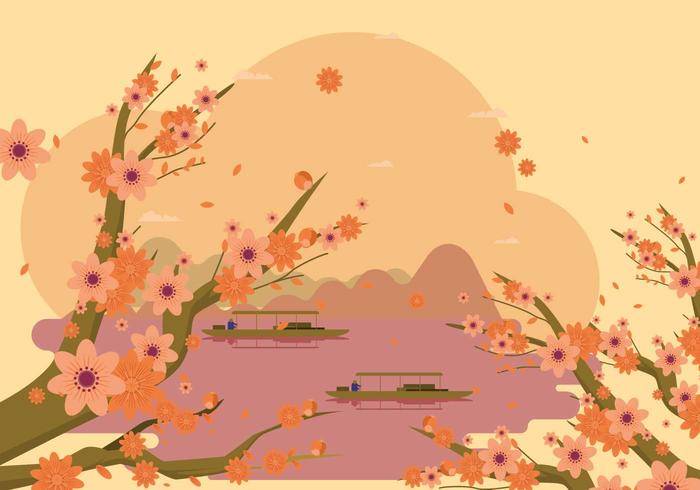 免费优雅的春天桃花背景
