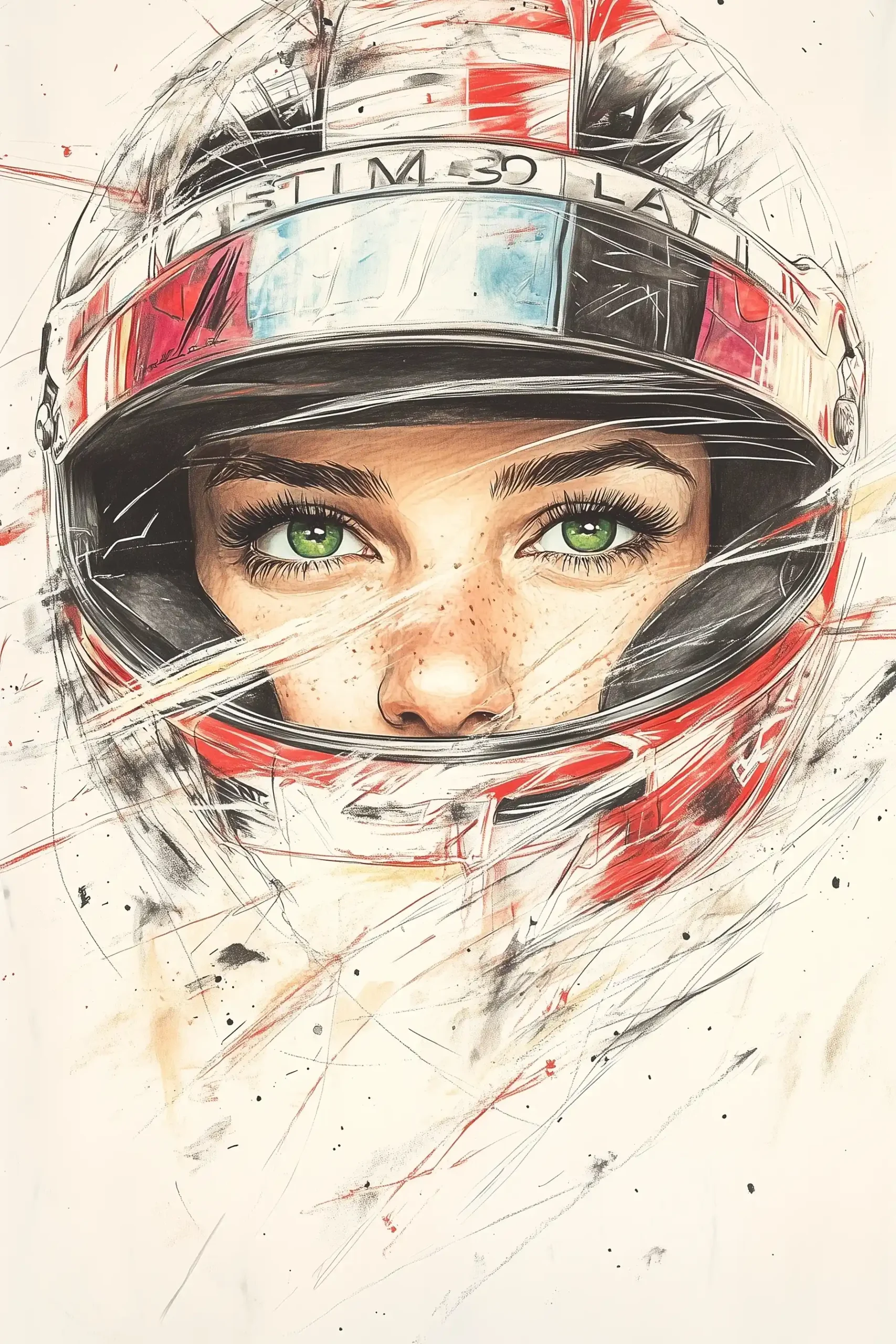 Racing Driver in Sketch Style Midjourney 提示词生成效果