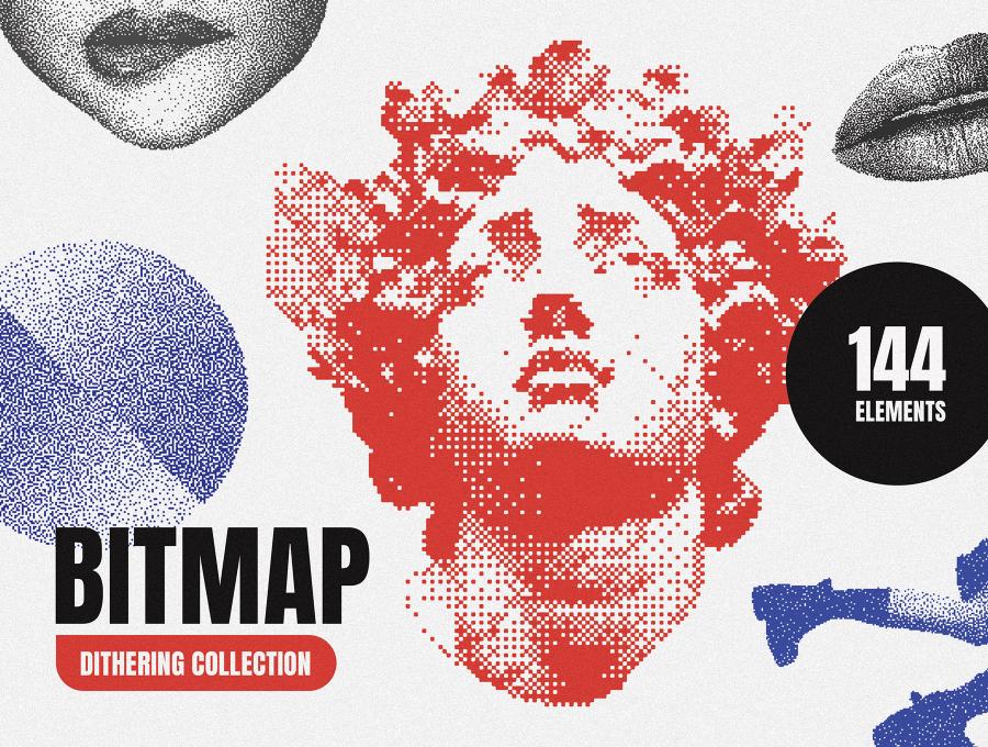 144 Dithering Bitmap Vector Shapes