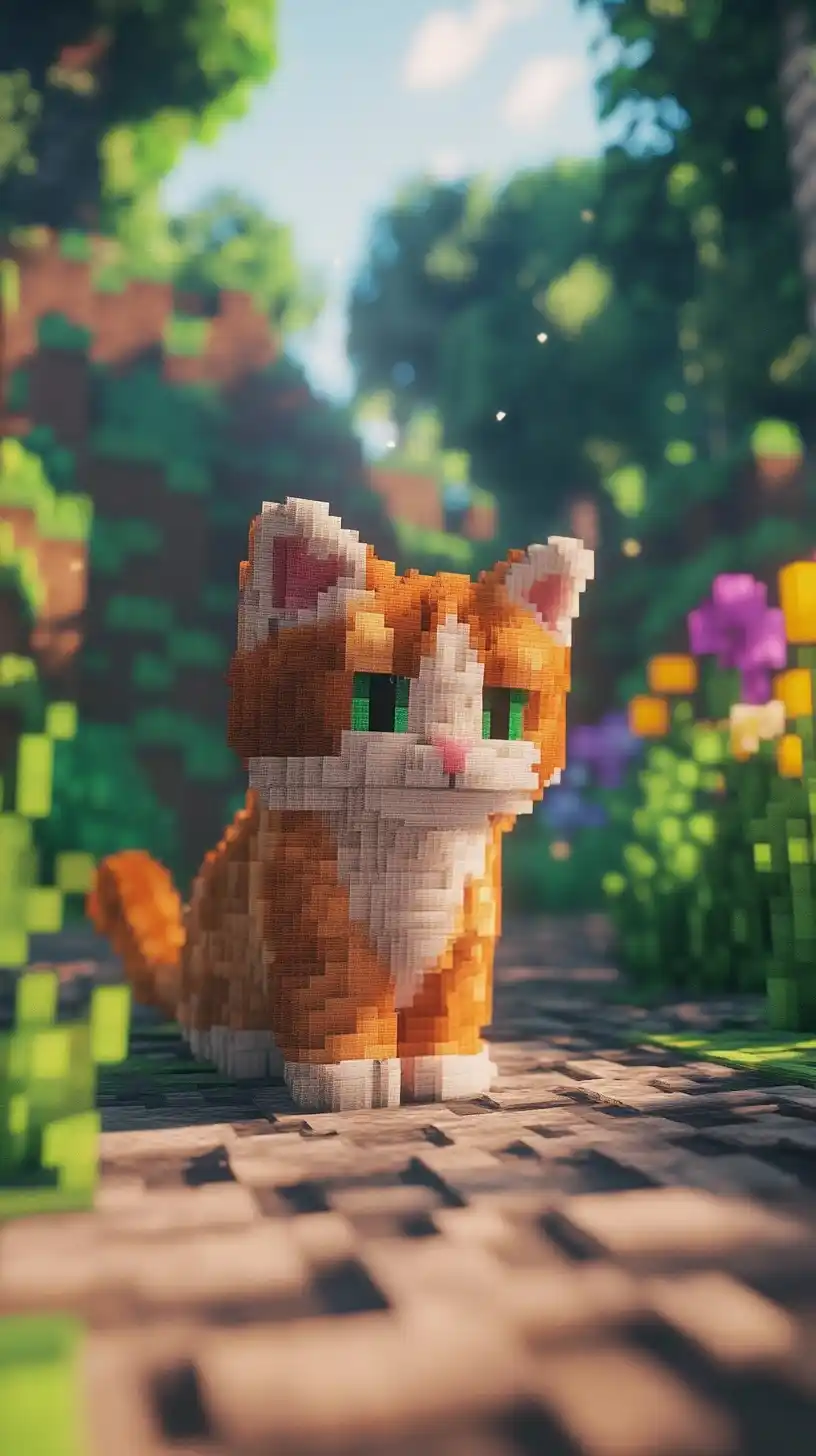 Hyperrealistic Raspberry Cat in Minecraft Midjourney提示词