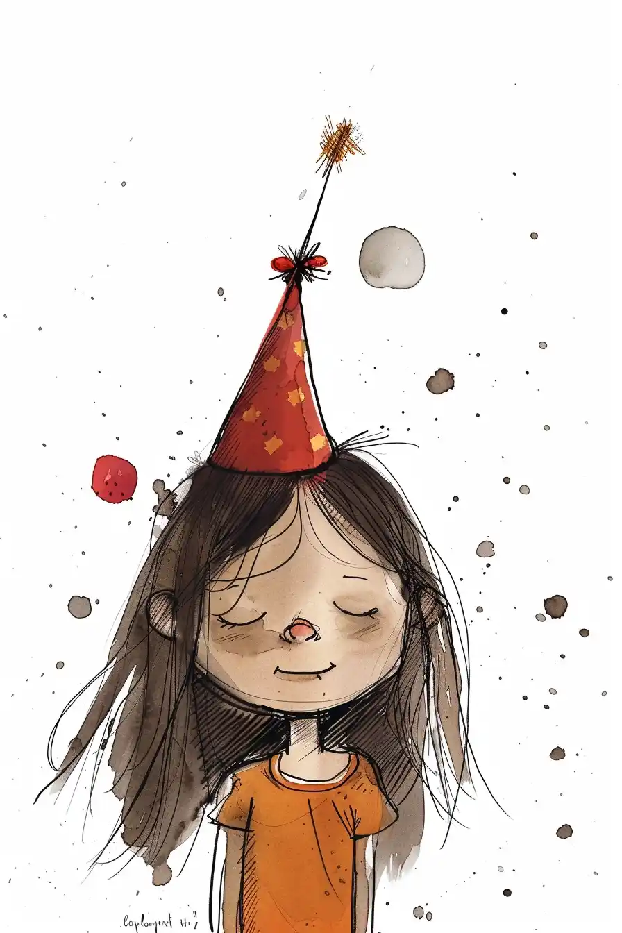 Rough Cartoon Birthday Girl Midjourney提示词