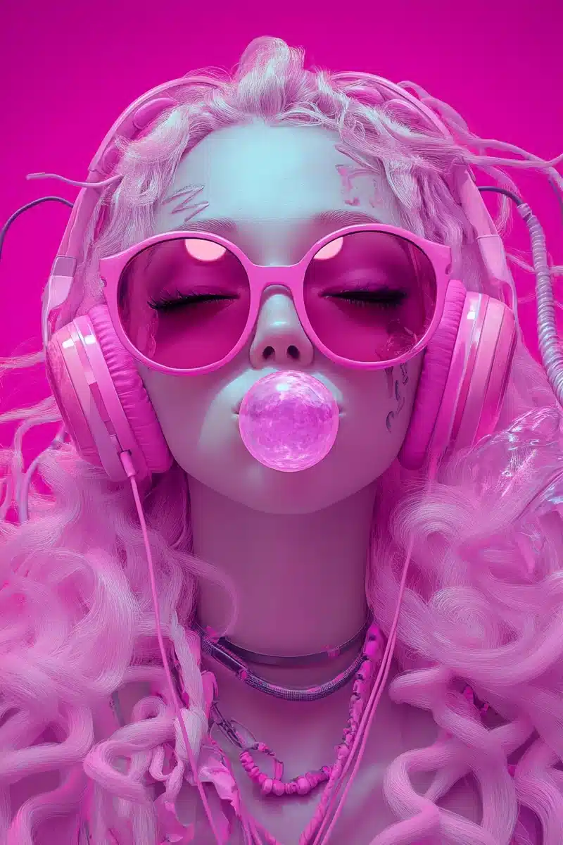 Medusa in Pink Sunglasses Midjourney提示词