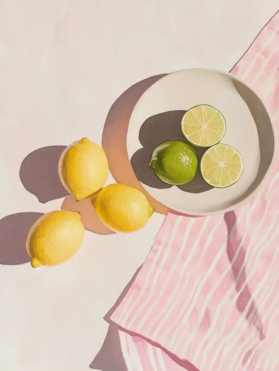 Gouache Lemons and Limes Midjourney提示词