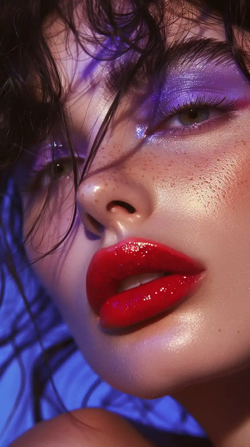Editorial Makeup Bold Colors Midjourney提示词