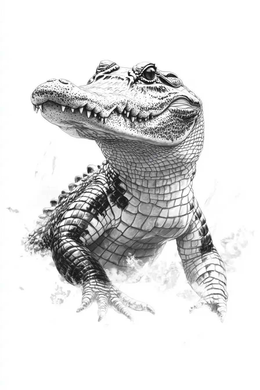 Monochromatic Alligator in Motion Midjourney 提示词生成效果