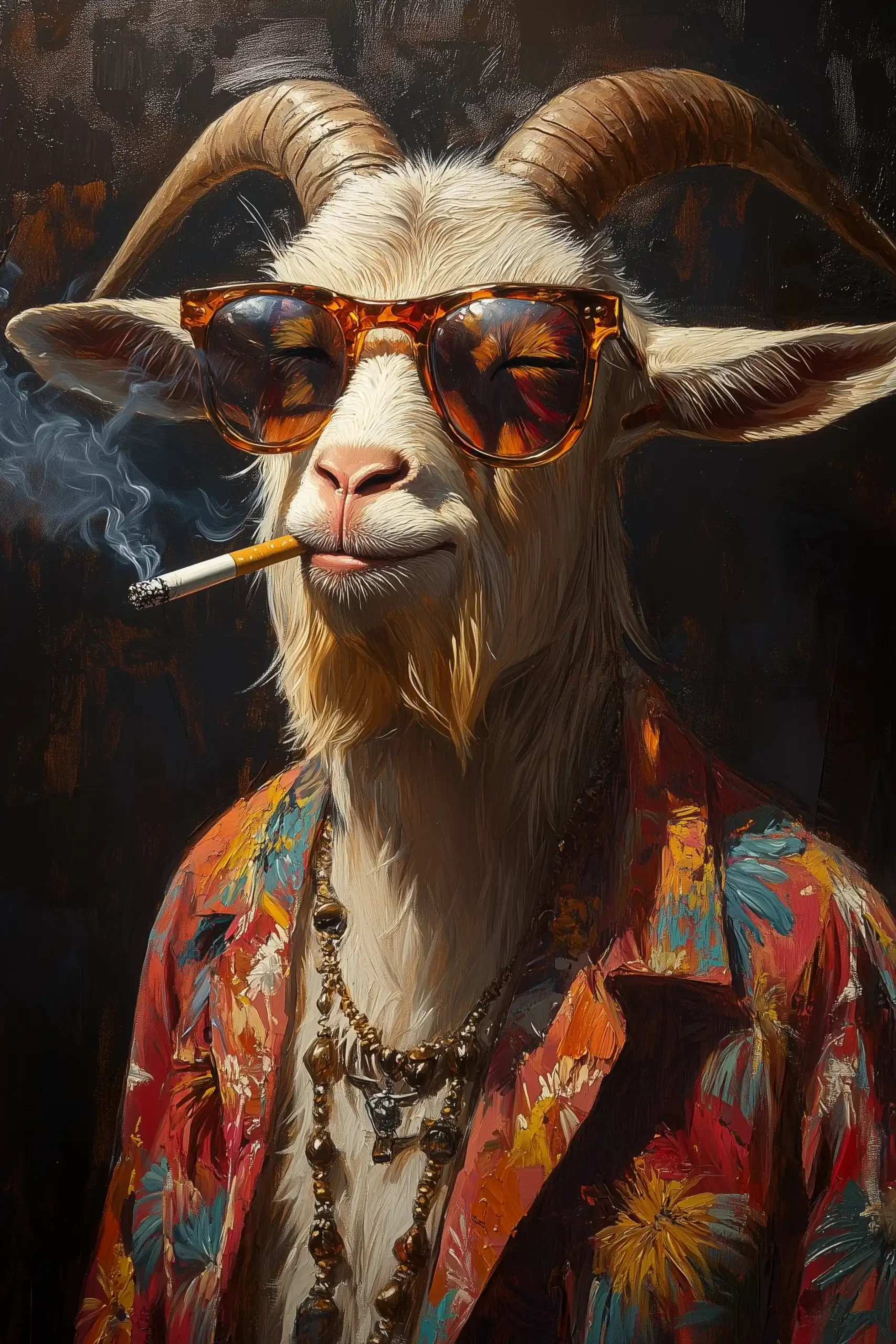 Goat Portrait in Acrylic Midjourney提示词
