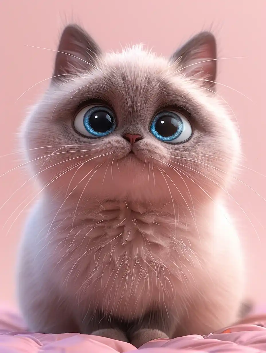 Pixar Siamese Cat Portrait Midjourney提示词