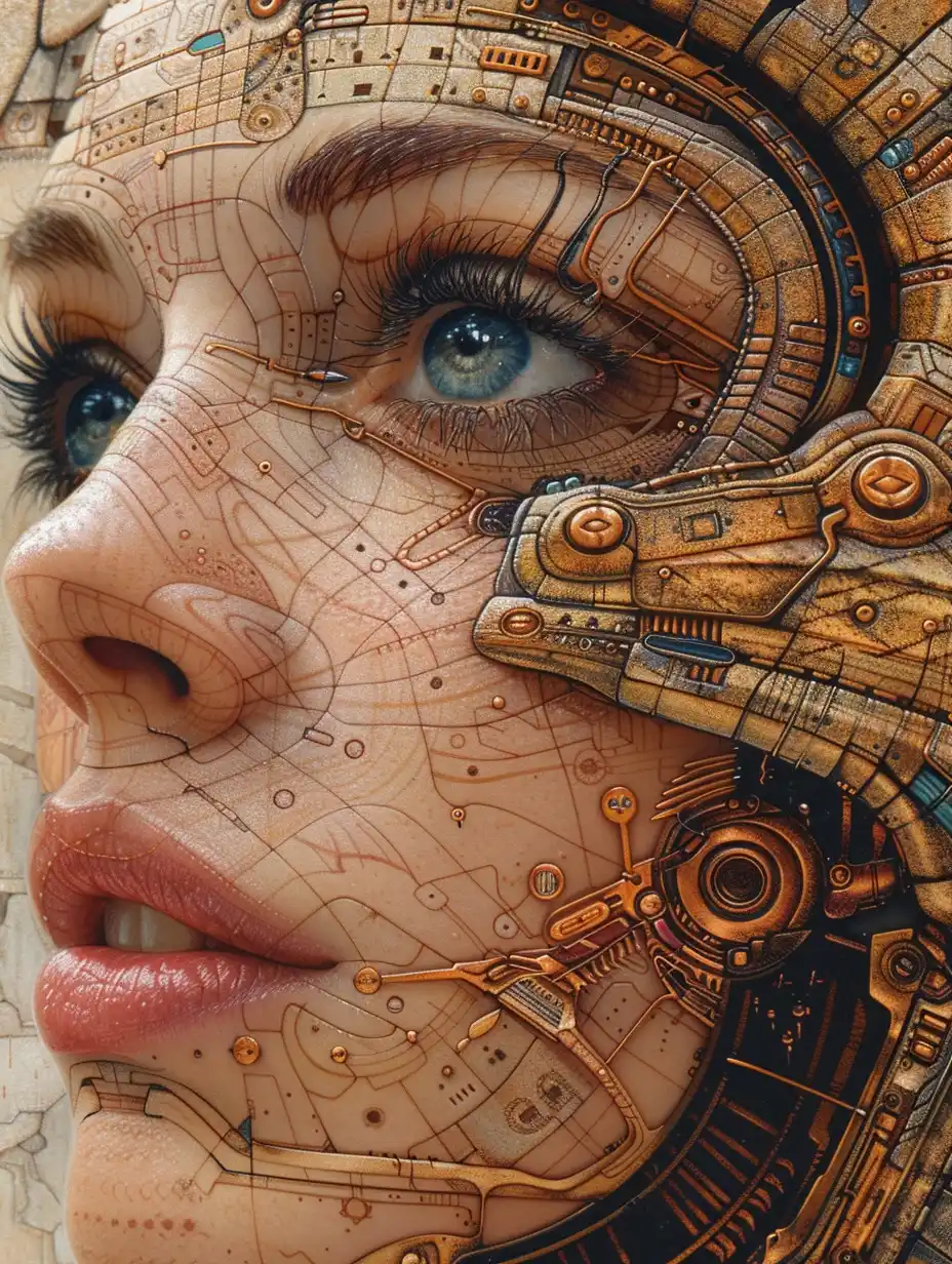 Futuristic Cottagecore Woman Midjourney提示词