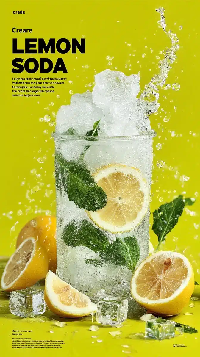 Lemon Soda Poster Design Midjourney提示词