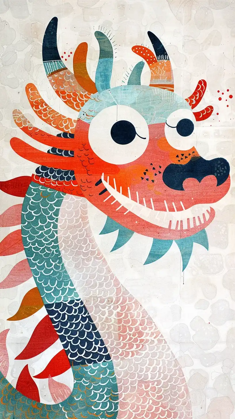 Geometric Dragon Gongbi Midjourney提示词