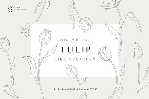 Minimalist Tulip Line Sketches