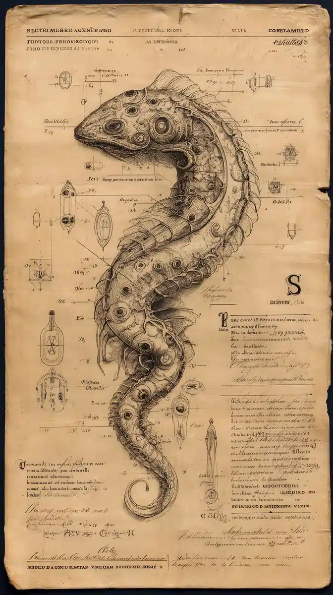 Cosmic Creature Bestiary Illustration Midjourney提示词