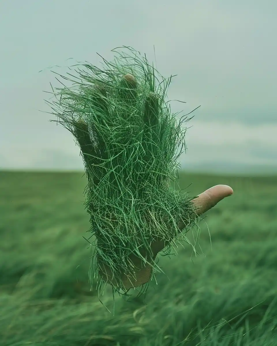 Surrealist Grass Hand Midjourney提示词