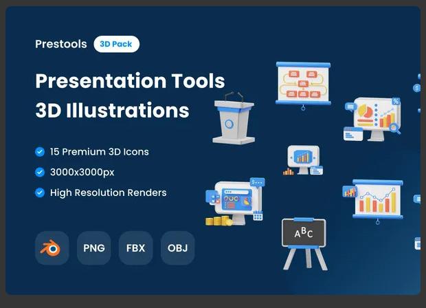 KOKPRESENTATION 3D Presentation Tools Icons