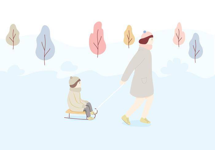 雪橇人物插图