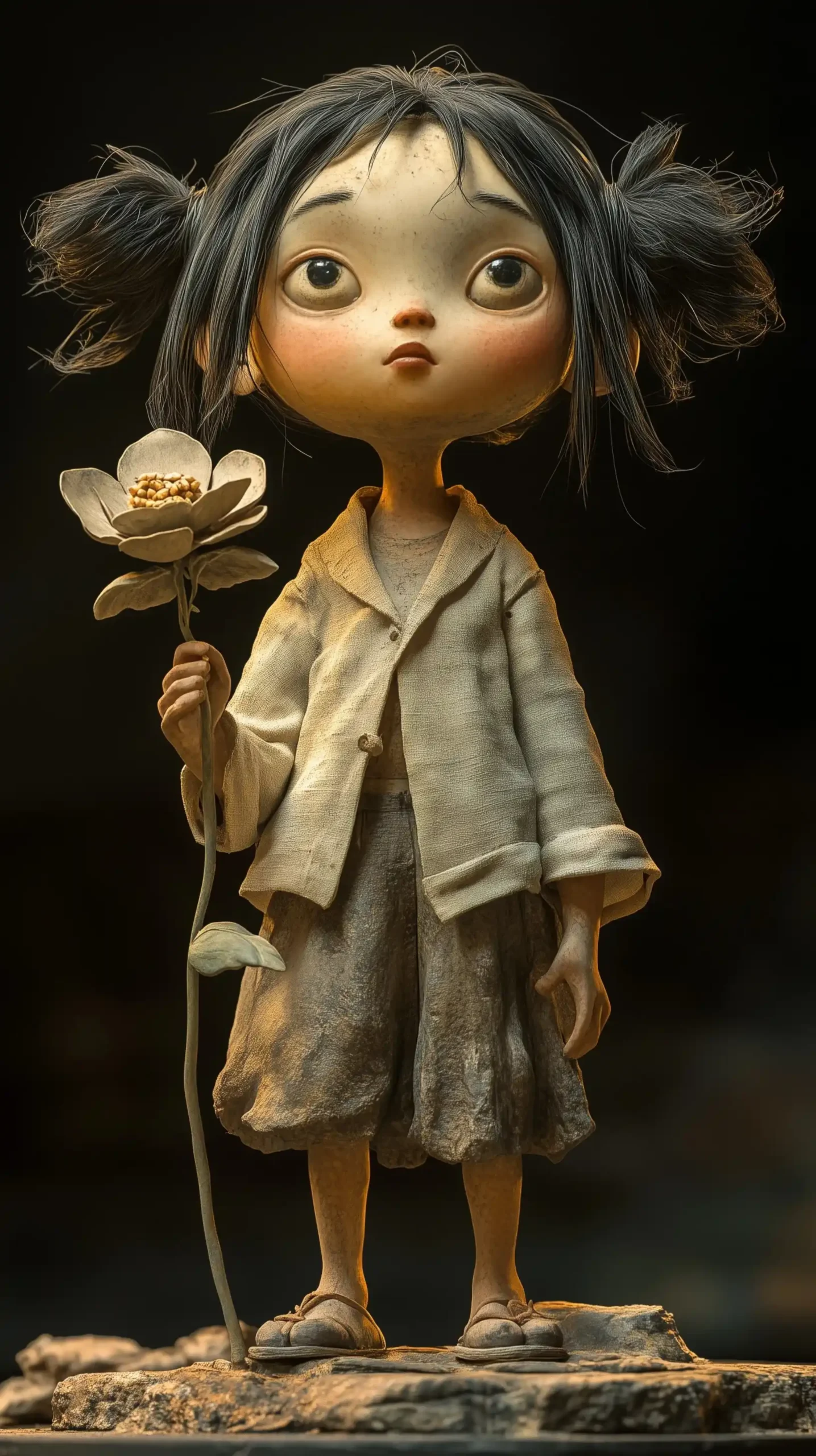 Primitive 3D Female Figurine Midjourney提示词
