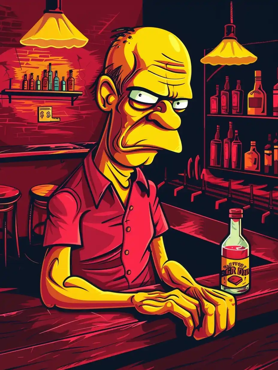 Vector Drunk Man at Bar Midjourney提示词