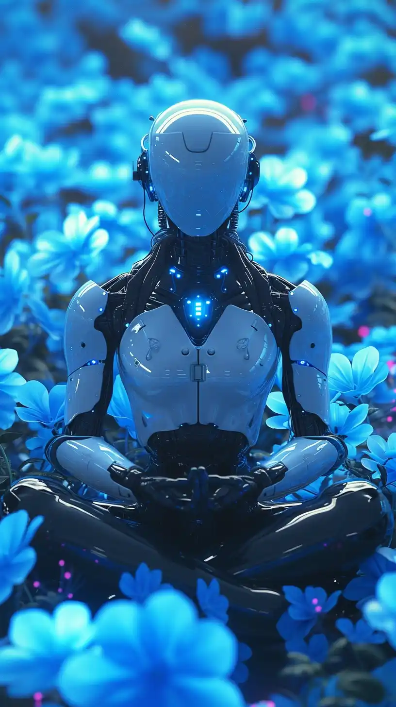 Vector Robot Meditation Midjourney提示词
