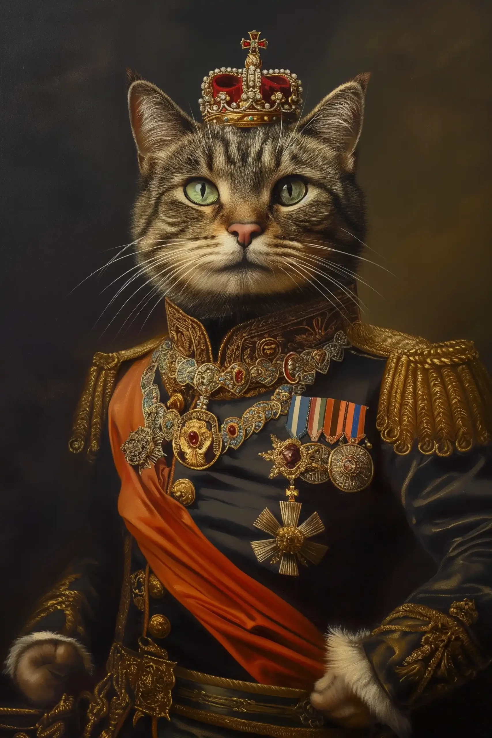 Regal Cat Portrait Oil Midjourney提示词