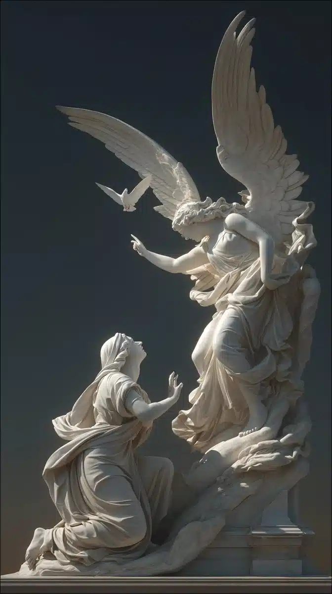 Marble Annunciation Sculpture Midjourney提示词