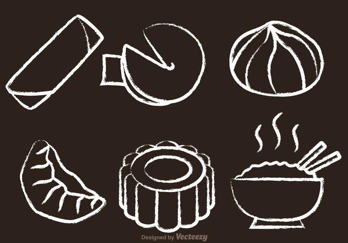 中国食物粉笔绘制向量